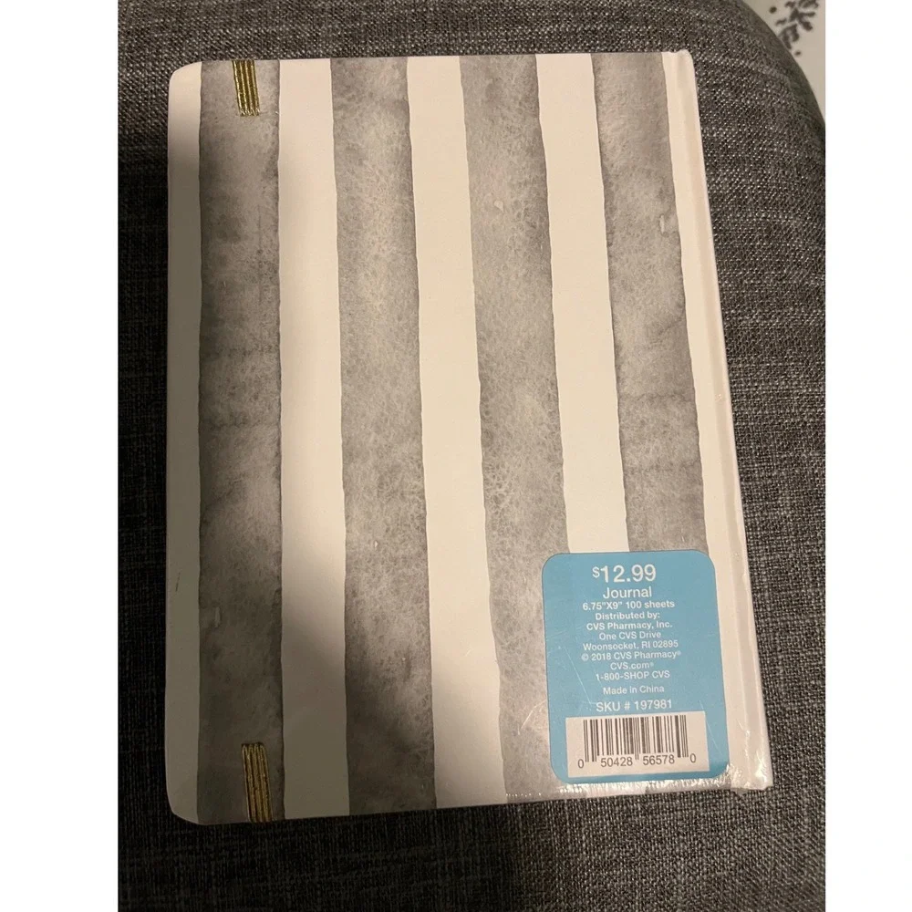 CVS Today is a New Beginning Floral Stripe Journal Gold Foil Gilded 6.75x9